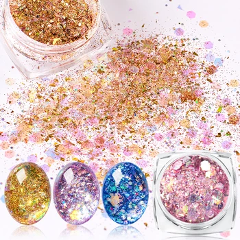 

1 Box Nail Mermaid Glitter Flakes Sparkly 3D Hexagon Colorful Sequins Spangles Polish Manicure Nails Art Decorations