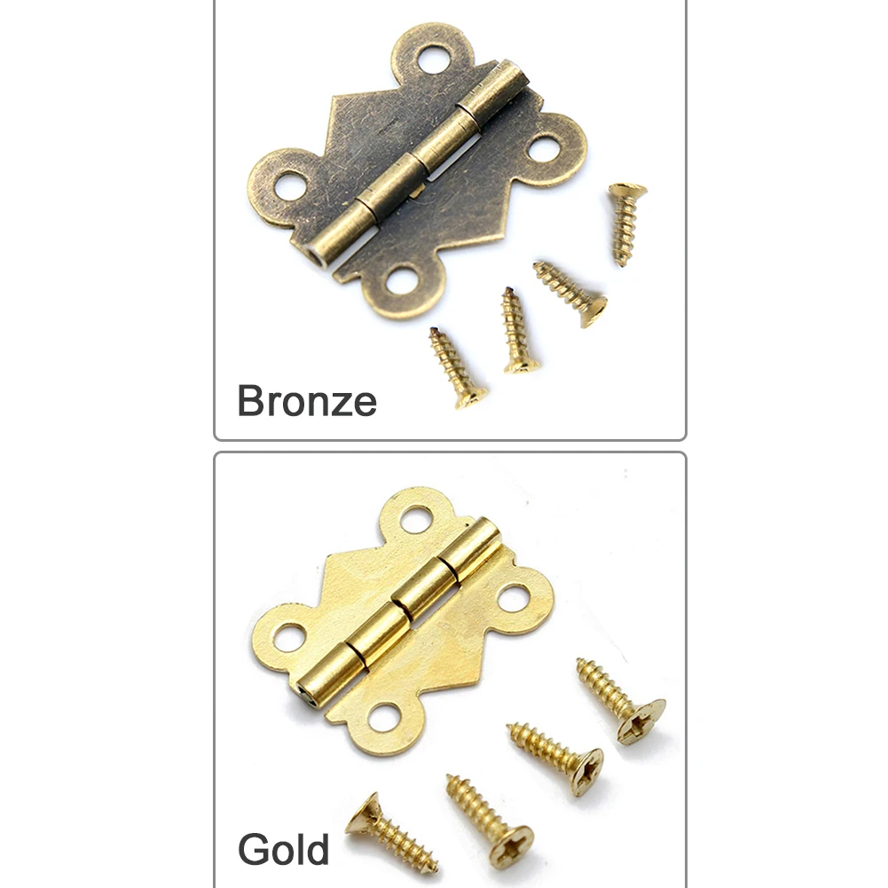 10 шт. 180 градусов Петля для двустворчатой двери мини Бронзовый ящик шкафа железные бабочки петли Ретро стыковые петли Ювелирная коробка украшения