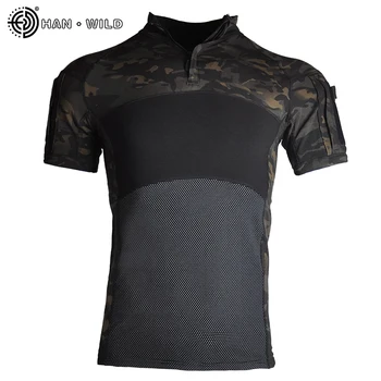 

Men's Outdoor Tactical Military Camouflage T-shirt Breathable US Army Combat T Shirt Quick Dry Camo Hunting Camping Hiking Tees