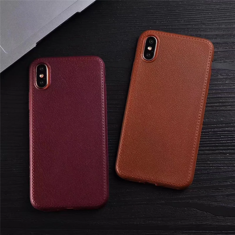 Простые кожаные чехлы для телефонов iPhone 11 Pro Max Xs X XR 5 5S SE 6 6S 7 8 Plus мягкий