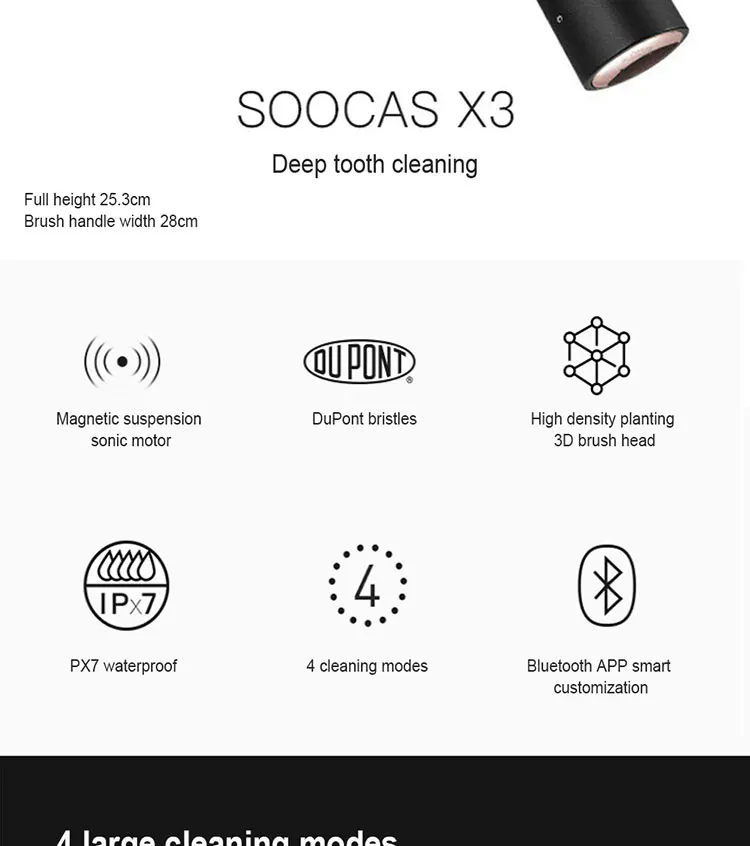 Xiaomi Soocas X3 Водонепроницаемая электрическая зубная щетка личная техника для ухода обновленная USB перезаряжаемая ультразвуковая зубная щетка для взрослых