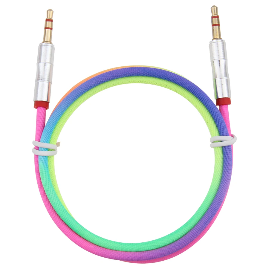 1m Colorful Jack Audio Cable 3 5mm Male to Male Aux Cables Gold Plug Car Cord For Speaker Headphone for Samsung iPhone Cellphone