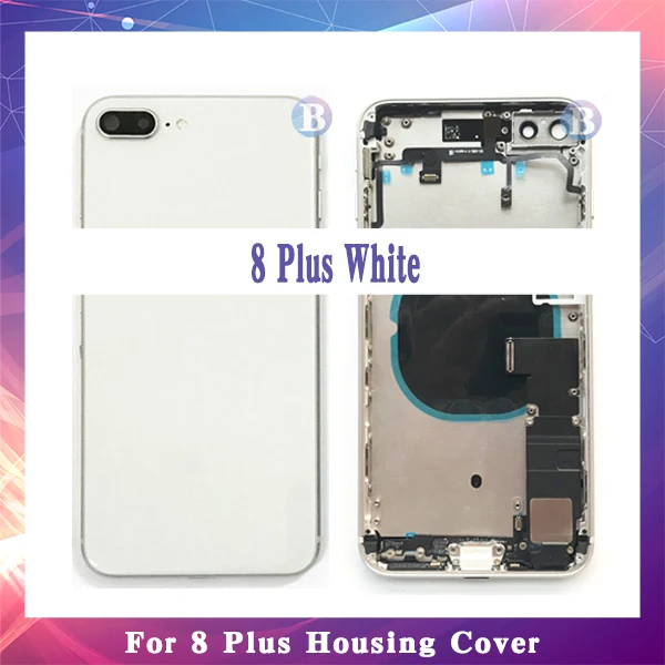 AAA+ качество для iphone 8 8G или 8 Plus X с гибким кабелем задняя крышка корпуса полная сборка крышка батареи дверь задняя средняя рамка Шасси - Цвет: For 8Plus White