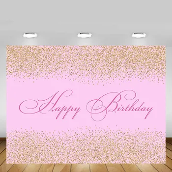 

Mehofond Birthday Party Photo Backdrop Pink Back Gold Sands Baby Adult Portrait Photography Background Photo Studio Photocall