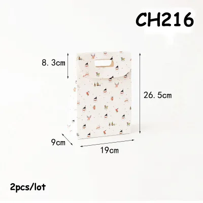 2pcs Christmas Reusable Paper Gift Bags Christmas Santa clause handbag Packaging Paper color boxes For Gifts Xmas Party Favor - Цвет: Белый