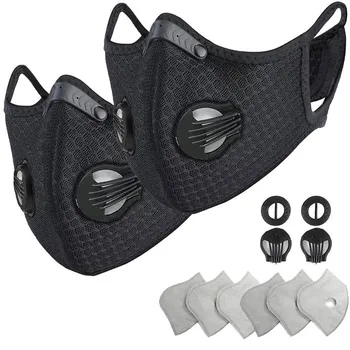 

2PCs Face mask Maski Antywirusowe Breathing Valves Mask with 6 Filters and 2 valves Reusable Dustproof Respirator #10