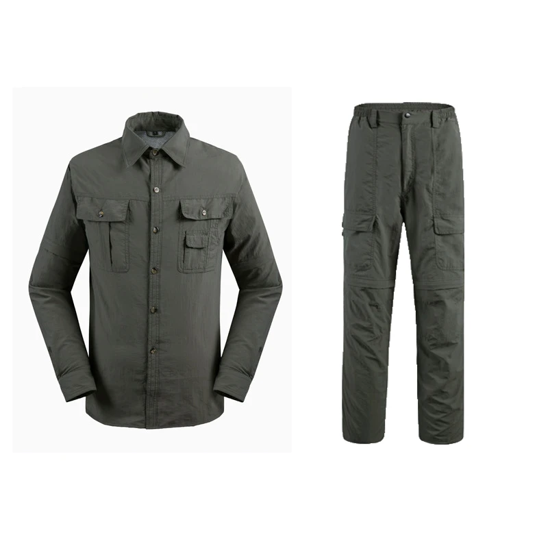 Мужская тактическая рубашка Военные быстросохнущие рубашки мужская одежда Открытый Повседневный костюм походный Кемпинг с длинными рукавами альпинистские штаны - Цвет: Suit(Army Green)