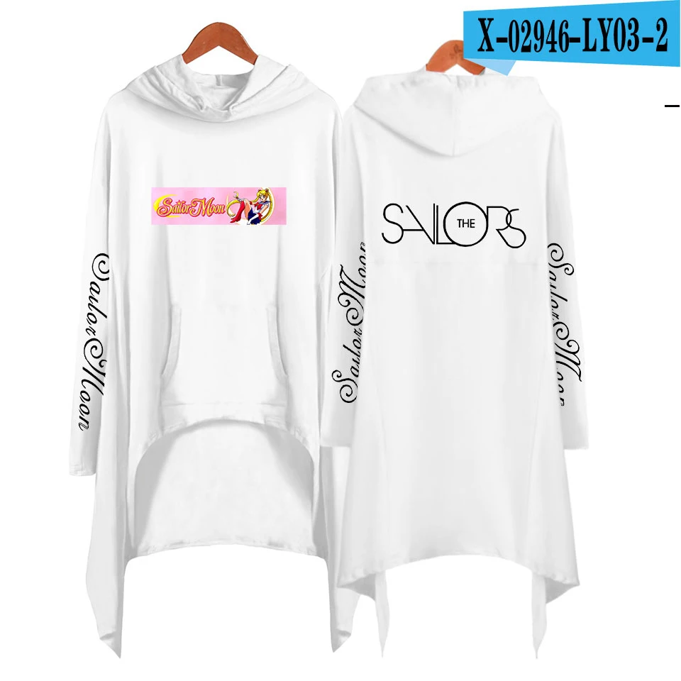 Сейлор Мун 90s мультфильм Толстовка Harajuku Ulzzang Толстовка женские толстовки в богемном стиле осенние креативные длинные женские пуловеры - Цвет: white