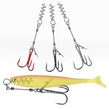 

3pcs Fishing Treble Hooks With Pin HCS Center Spring Pin Twistlock Screw Rigs For Soft Lure Fishing Tools