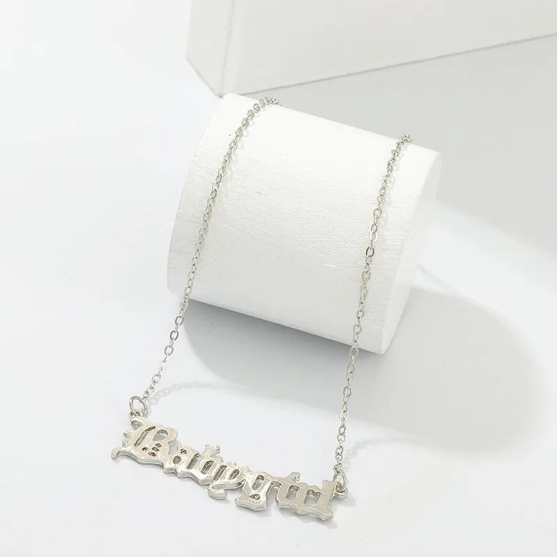 Любое персонализированное имя ожерелье кулон из сплава письмо Babygirl шрифт завораживающий кулон пользовательское имя ожерелье персонализированное ожерелье - Окраска металла: Silver