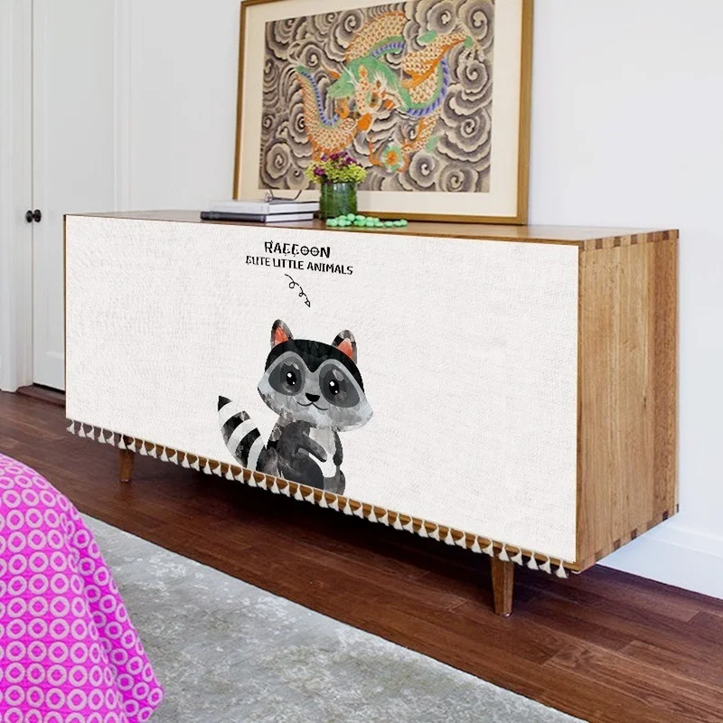 Nordic Wind Curtain Velcro Storage Self Adhesive Cover Gray Bookcase