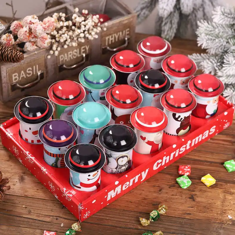 Christmas Tinplate Empty Tins Candy Cookie Gift Storage Container For Home Decoration Xmas Gifts Random Color