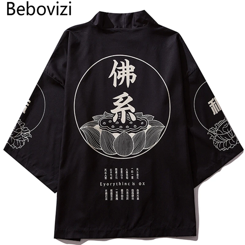 Bebovizi Male Kimono Cardigan Japanese Kimono Men Cardigan Shirt Blouse Yukata Men Haori Obi Traditional Samurai Clothing leopard blouses male hawaiian shirt men japanese kimono cardigan harajuku japanese streetwear clothing cool blouse male shirt