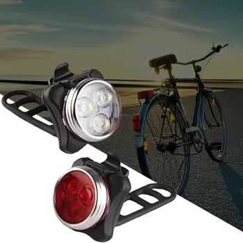 

) Bicycle USB Charging Front Light + Warning Tail Light Set Aluminium Alloy Rainproof Fall Proof Strong Water Resistance