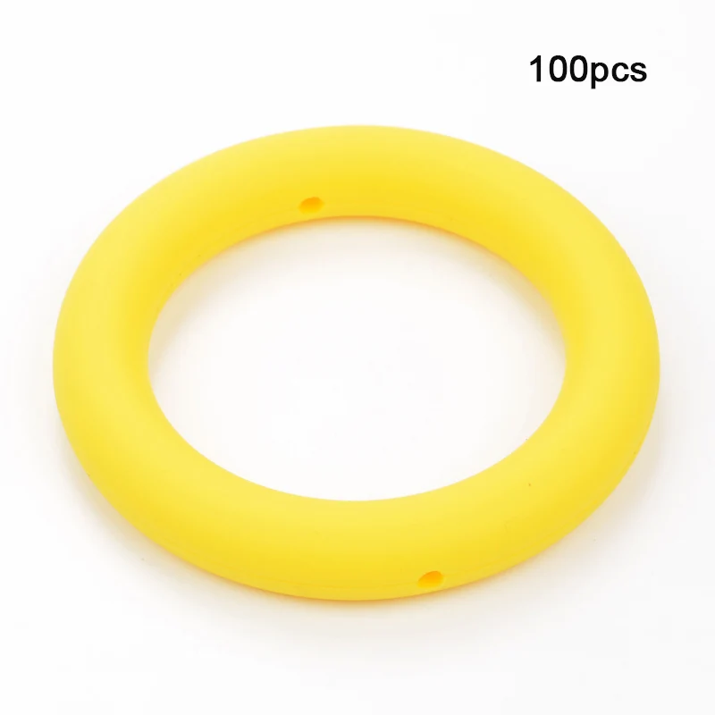 Yellow LOFCA 100 шт 65 мм круглый Прорезыватель для зубов пищевые Детские Силиконовые Бусины BPA-Free силиконовый Прорезыватель DIY ожерелье, подвеска, аксессуар - Цвет: Yellow