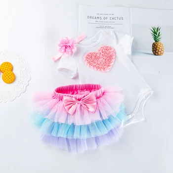 

Girls First Birthday Pink Princess Dress Infant Tutu Brand Clothing Bebe Romper Set baby Dress Summer Newborn Baby Girl Clothes