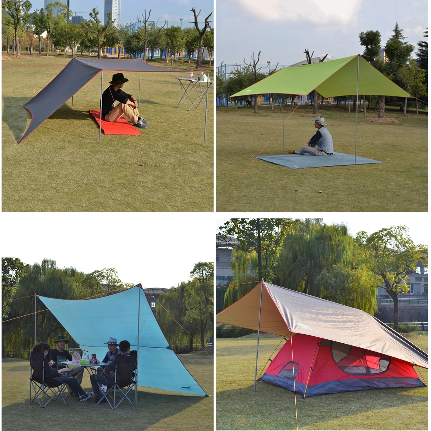 Desert&Fox Waterproof Outdoor Awning Hammock Tarp Rain Fly Lightweight Camping Tent Sun Shelter for Tourism Hiking Beach Pergola
