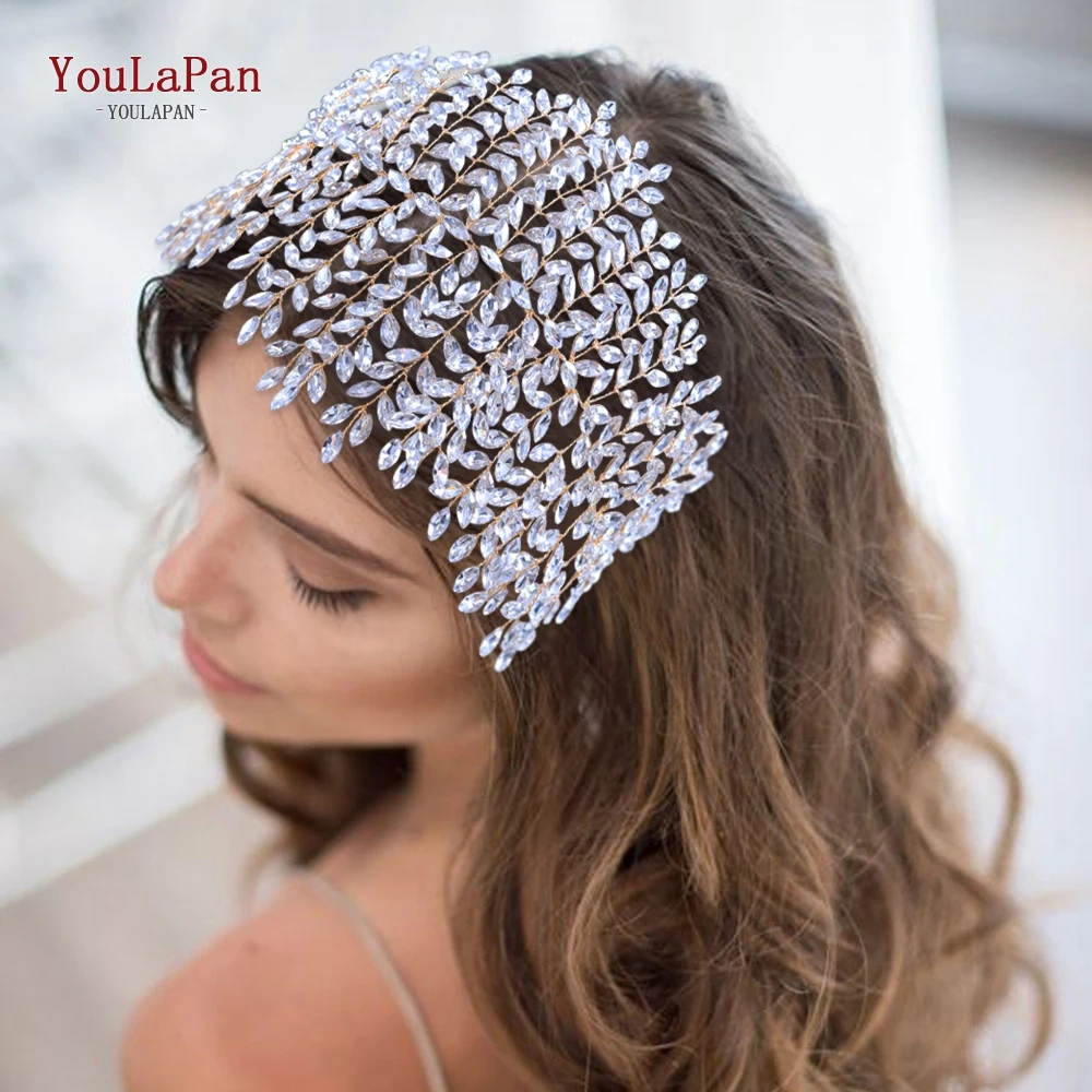 YouLaPan HP238 Luxury Crystal Bridal Headband Wedding Hair Jewelry Golden Rhinestone Bridal Hair Accessories Wedding Headdresses