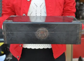 

wedding decoration Old Chinese Rosewood Wood inlay Bronze Treasure chest Jewelry Boxes storage box