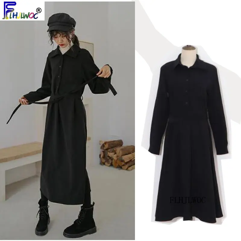 Зимние Базовые платья длинное женское модное Европейское французское черное