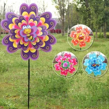 Высокое качество Детские игрушки дворовый садовый Декор двойной слой цветок мельница ветер вертушка