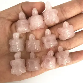 

1/2pcs Natural Pink Rose Quartz Crystal Tortoise Hand Carved Crystal Animal Healing Natural Quatz Crystals