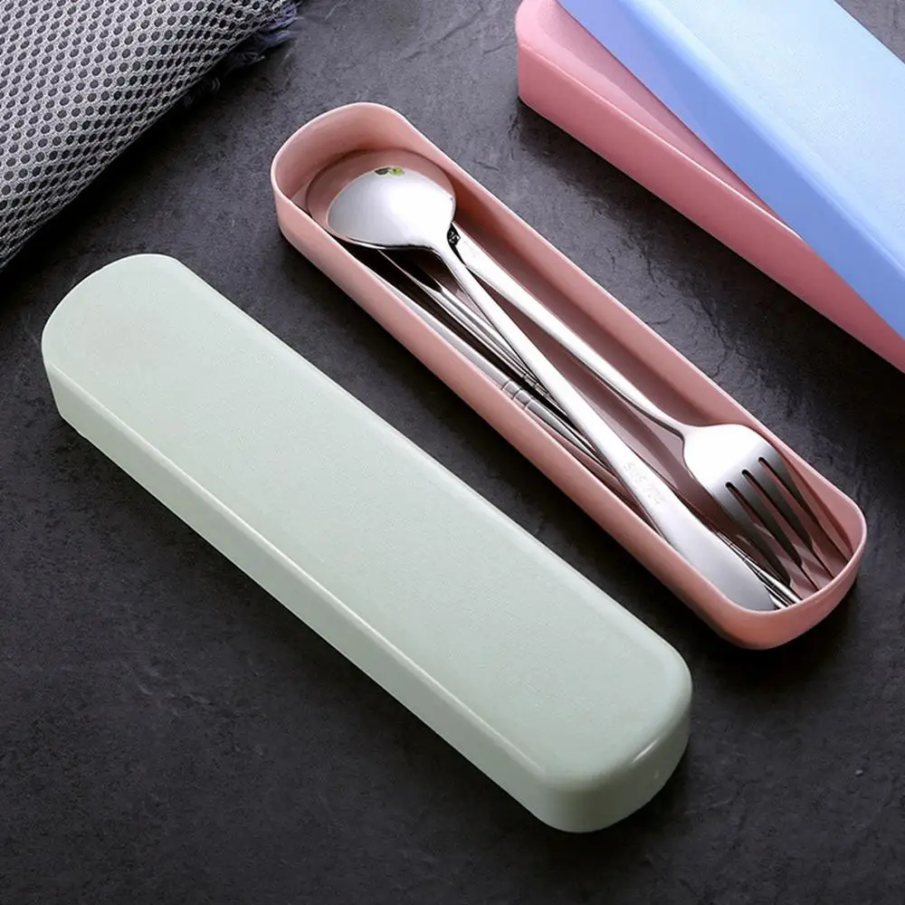 

4Pcs Tableware Set New Travel Camping Stainless Steel Cutlery Portable Box Case Picnic Creative Cutlery Fork Box Kitchen Tools