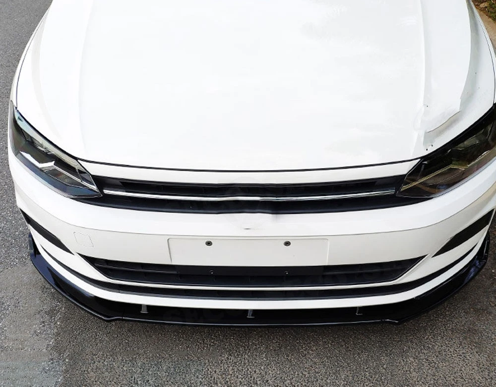 Для Volkswagen VW Polo Plus хэтчбек передний спойлер разветвители ABS Глянцевая черная головка бампера Защита подбородка автомобиля Стайлинг