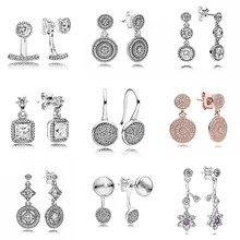 Ослепительные поэтические капельки абстрактная элегантность 925 пробы серебряные Висячие серьги для женщин Свадебная вечеринка подарок DIY Европа ювелирные изделия