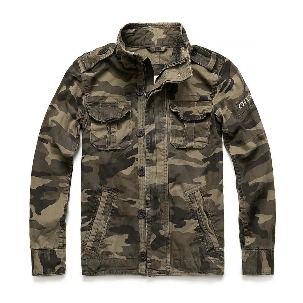 Камуфляжная армейская джинсовая куртка для улицы, мужская спортивная военная куртка с несколькими карманами, повседневная качественная удобная ветрозащитная мужская куртка - Цвет: Sand camouflage