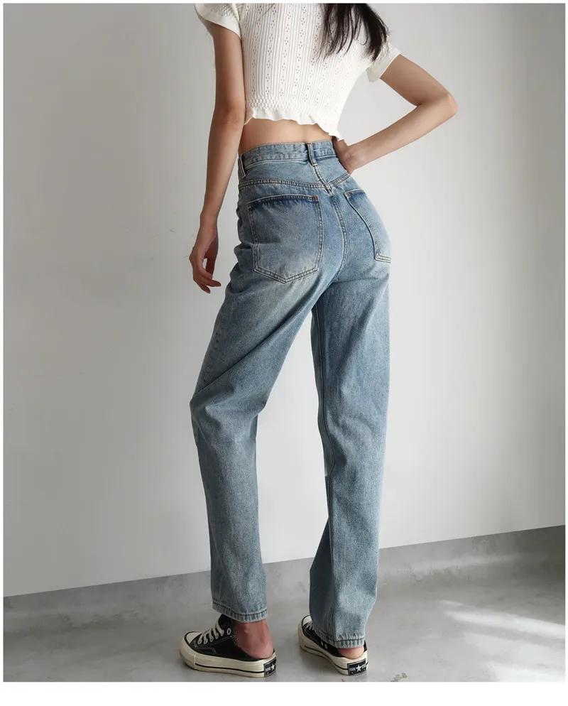 Syiwidii Irregular Jeans For Women High Waist Denim Pants Straight Plus Size Clothes Blue Vintage Streetwear 2021 Fashion Spring