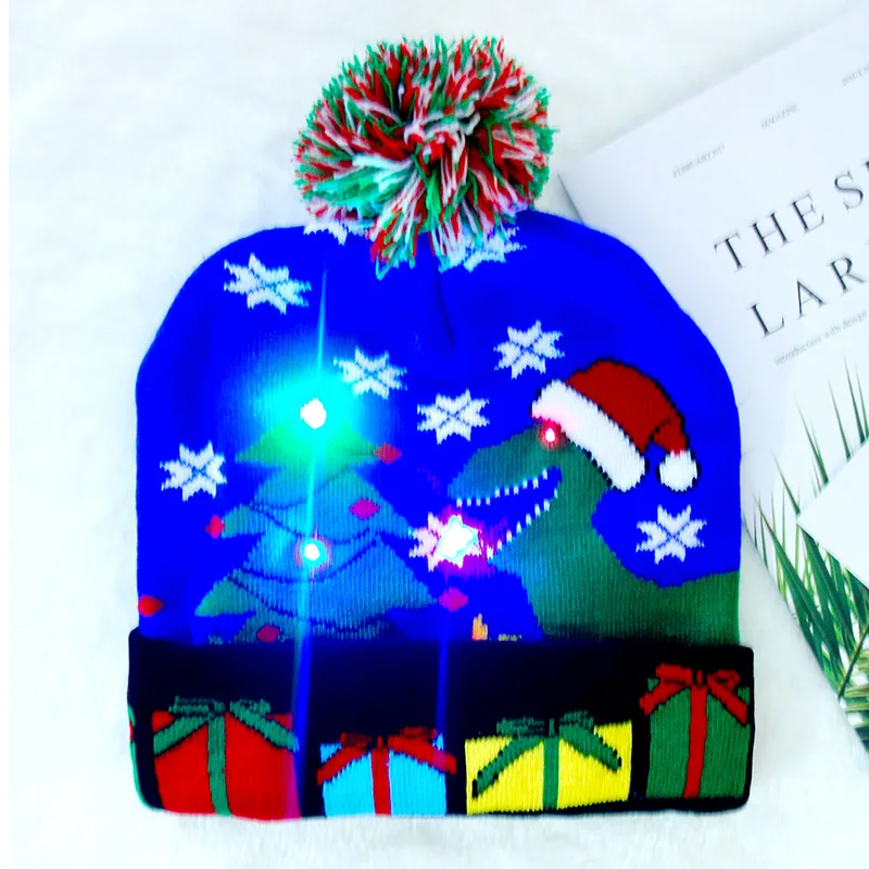 10 видов конструкций светодиодный Рождественский головной убор, Шапка-бини, Рождественский Санта-светильник, вязаная шапка для детей и взрослых на Рождество