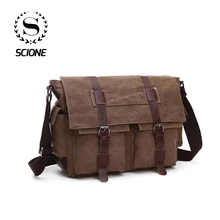 Scione мужские деловые сумки-мессенджеры для мужчин, сумка через плечо, Холщовая Сумка через плечо, Ретро стиль, повседневная офисная дорожная сумка