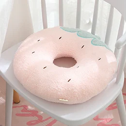 Pink Strawberry Пончик плюшевая подушка круглые фрукты Животные мультфильм кольцо Подушка для сидения для детей и взрослых, ананасов и клубники; Банни Медведь; цыпленок подушки - Цвет: Pink Strawberry
