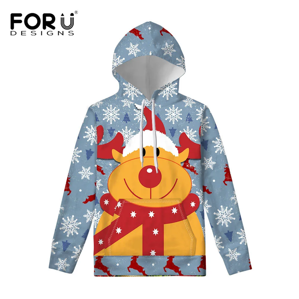 FORUDESIGNS/Рождественская Толстовка для женщин с капюшоном 3D Санта эльф забавные рождественские поддельные волосы узор джемпер Осень Зима Топы Одежда - Цвет: CC2411Z72-1