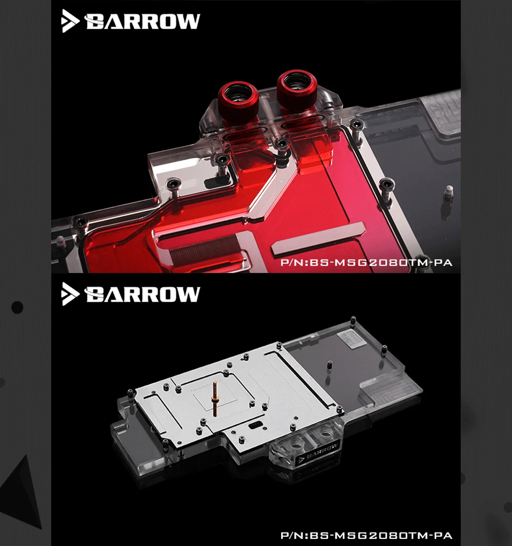 Barrow BS-MSG2080TM-PA, Full Cover Graphics Card Water Cooling Blocks,For MSI RTX2080Ti Gaming X Trio/RTX2080Ti Sea Hawk EK X  