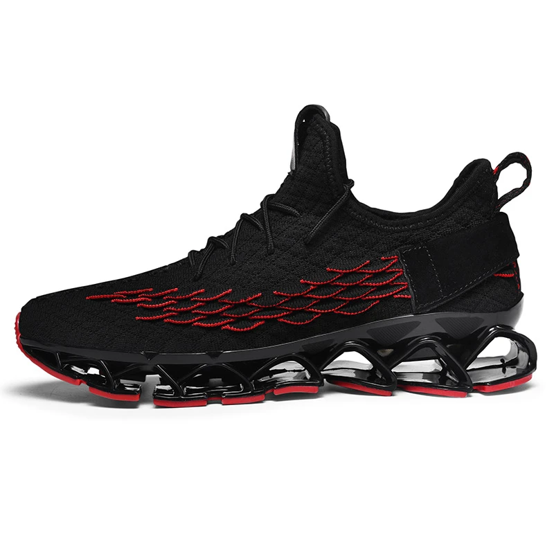 Мужские кроссовки для бега; Мужские Спортивные Повседневные кроссовки; zapatillas hombre; большие размеры 46 Masculino Adulto; прогулочная обувь - Цвет: Black Red