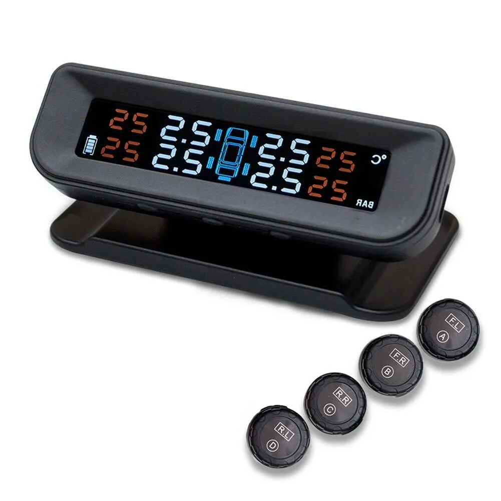 C260 USB Перезаряжаемый ЖК-экран автомобиля солнечной энергии авто реальный прибор для определения времени вибрации профессиональный беспроводной монитор давления в шинах