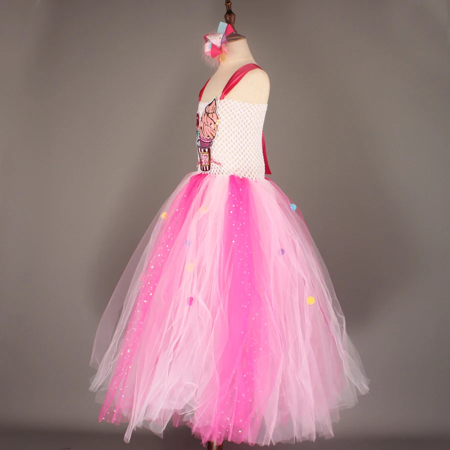 Ice Cream Sweet Candy Girls Tutu Dress with Hair Bows Kids Birthday Tutu Costume Pageant Princess Gown Dress Lollipop Dress (13)