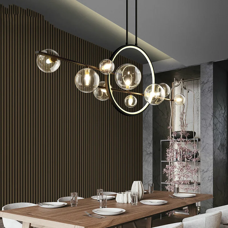 Modern LED Novelty Glass bubble Chandelier Kitchen Decor lighting Nordic Home Fixtures Dining room Island Hanging lights | Лампы и