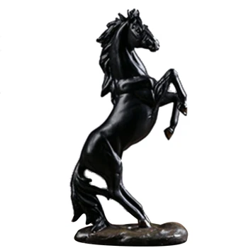 

BMBY-Galloping Horse Statue for Home Decor Modern Horse Figurine Sculpture Office Decoration Crafts Black