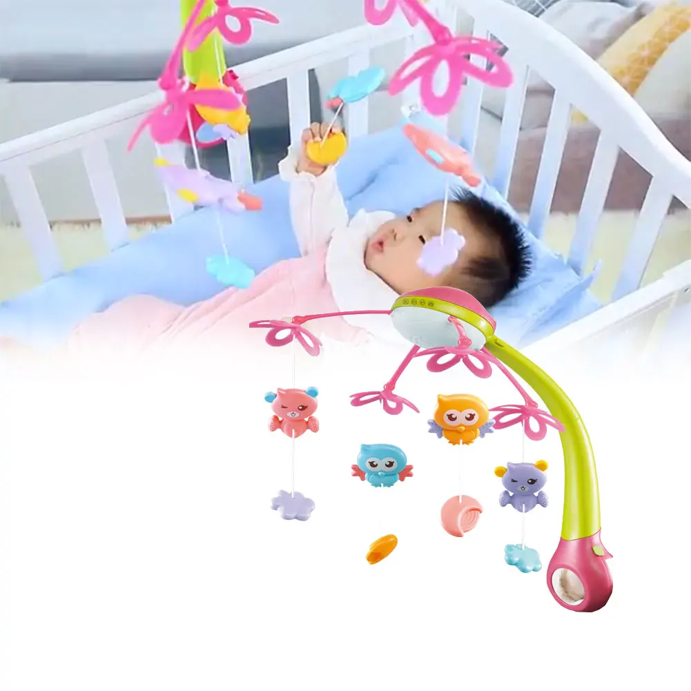 Nursery Night Remote Control Lullaby Musical With Light Sleeping Crib Baby Toy Bed Bell Rotating Projection Newborn Mobile Cot | Игрушки и