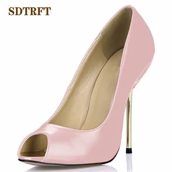 

SDTRFT Sandals Summer Stilettos zapatos mujer 12cm Thin High Heeled Peep Toe shoes woman sexy Bridal pumps Plus size:35-41 42 43