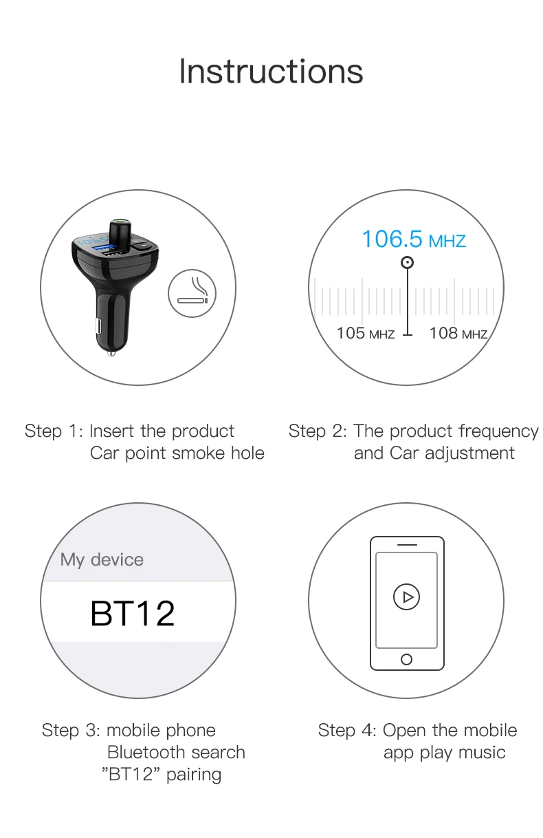 Bluetooth 5,0 воспроизводительный MP3 комплект manos libres para coche transmisor FM soporte tarjeta TF U disk QC3.012V двойной USB автомобильный