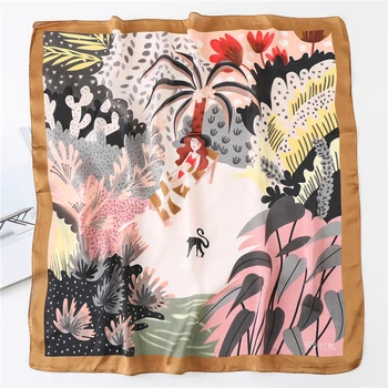

New Silk Scarf Designer Print Neck Hair Scarves Bandana Female Foulard Shawls and Wraps Kerchief 2020 Summer New