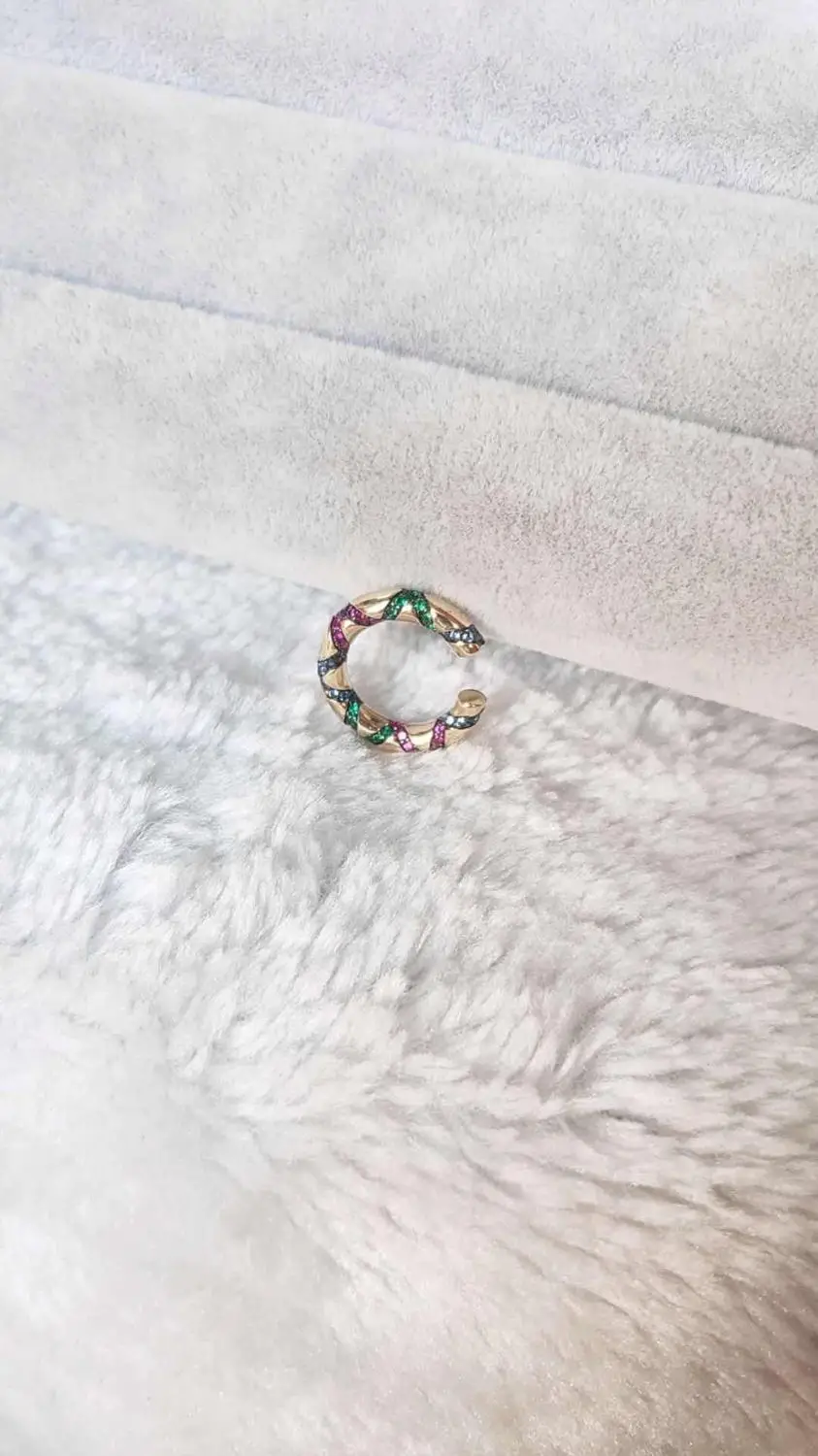 fashion 925 sterling silver Multicolor Sliding Mono Ear Jacket earrings colored stone weave half X Clip Earring monaco jewelry