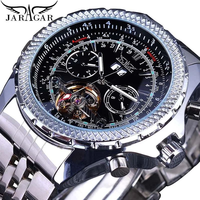 GMT1105-6 Jaragar мужские часы с золотым циферблатом и циферблатом из нержавеющей стали от ведущего бренда класса люкс, автоматические механические часы - Цвет: GMT1105-6