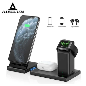 

Wireless Charger 3 in 1 Detachable Fast Wireless Charging Station for Apple Watch AirPods Pro Magnetic Stand for iPhone 11 X 8