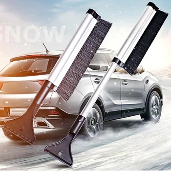 

1 Pc Aluminum Alloy Telescopic Snow Brush Ice Shovel-black Brush Head Car Care Telescopic Snow Brush Ice Scraper