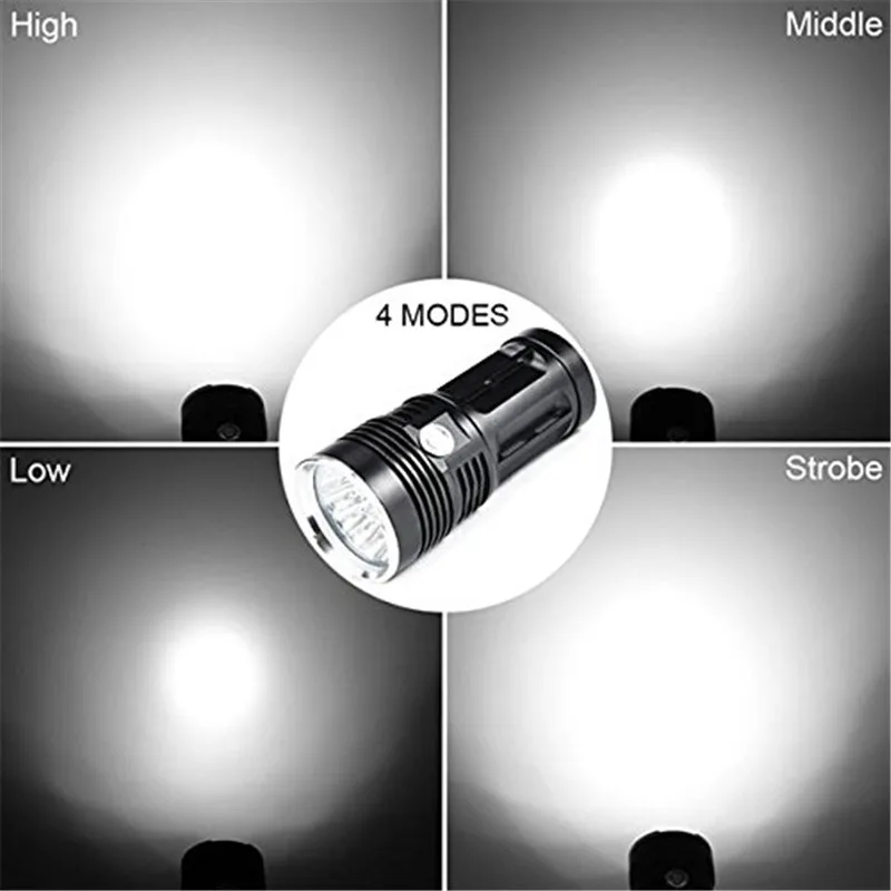 4500LM 18 x CREE XM L T6 светодиодный фонарик 4 режима 4x18650 охотничья лампа 3 оптическое